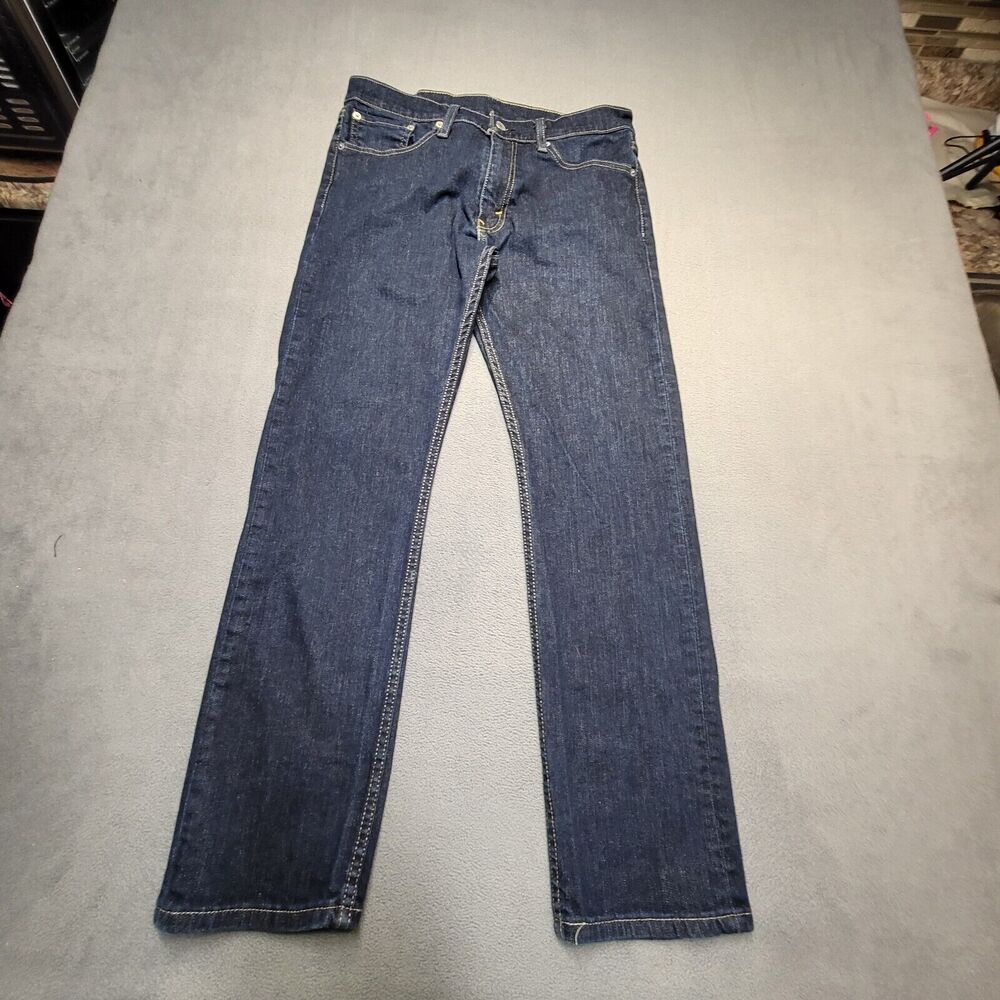 Levi's 513 Jeans Mens 30x28 Blue Slim Fit Straight Leg Distressed Denim